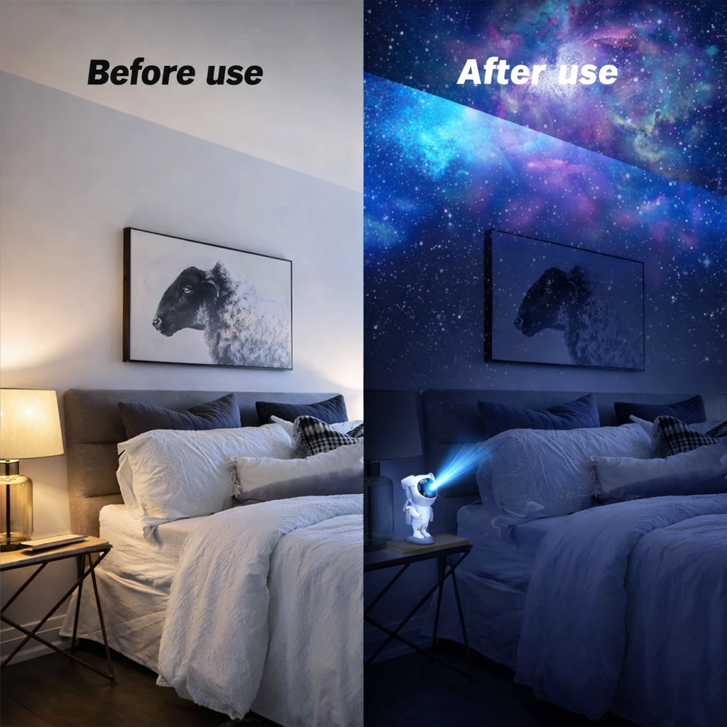 Astronaut Galaxy Projector – Star & Nebula Night Light for Bedroom
