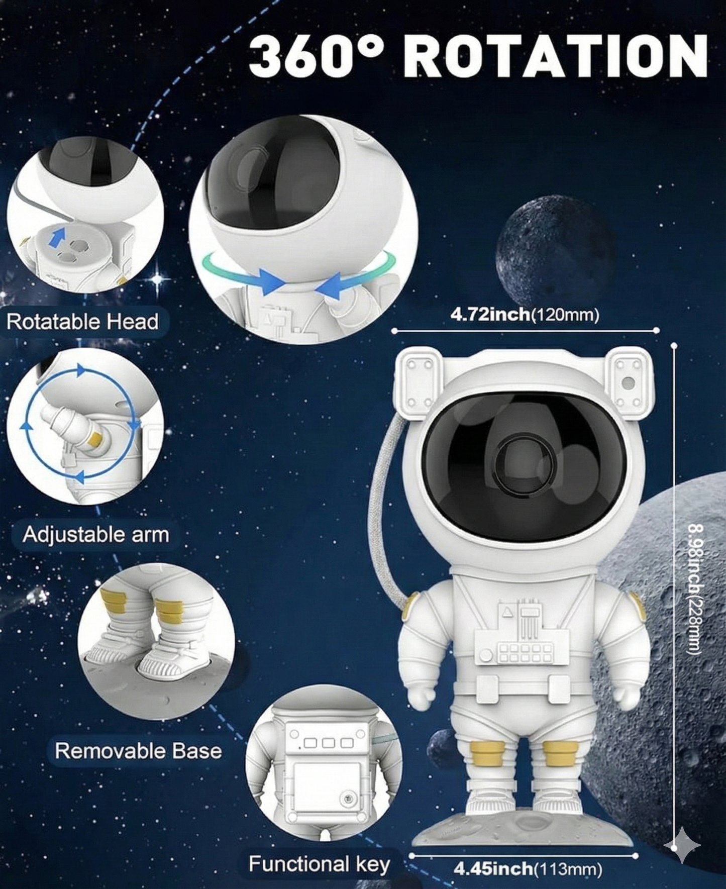 Astronaut Galaxy Projector – Star & Nebula Night Light for Bedroom