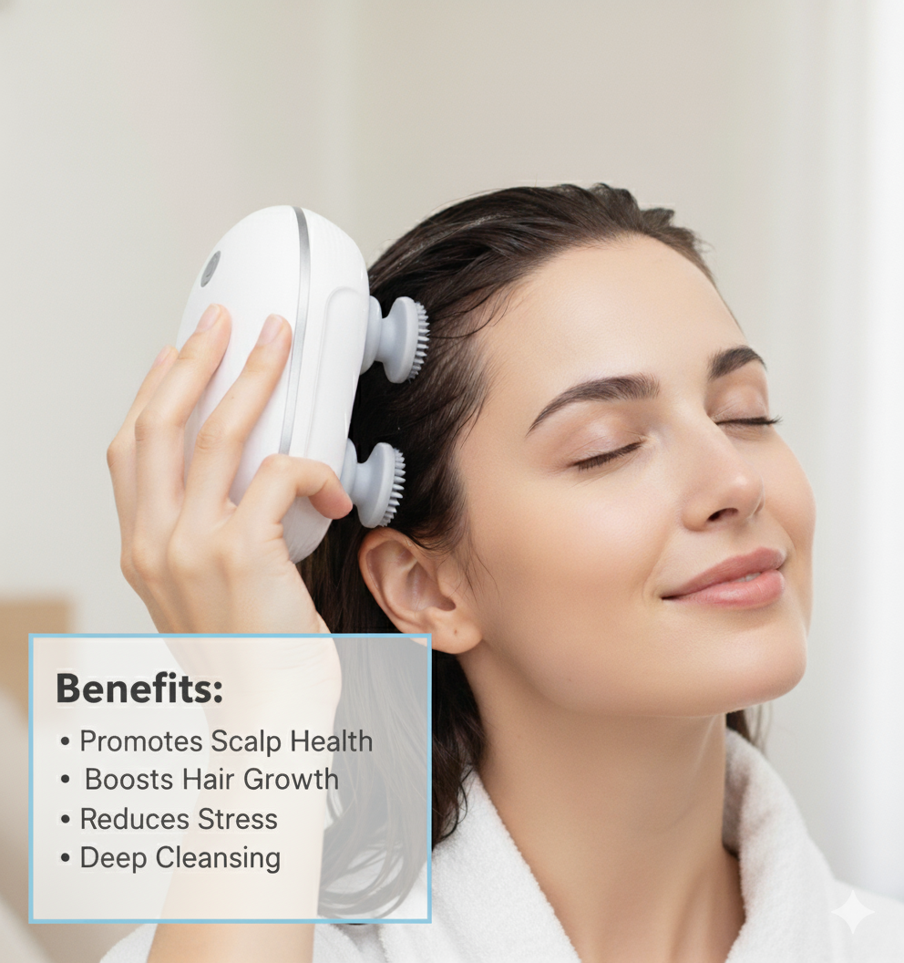 Electric Scalp Massager for Stress Relief & Hair Growth – Deep Relaxation Therapy