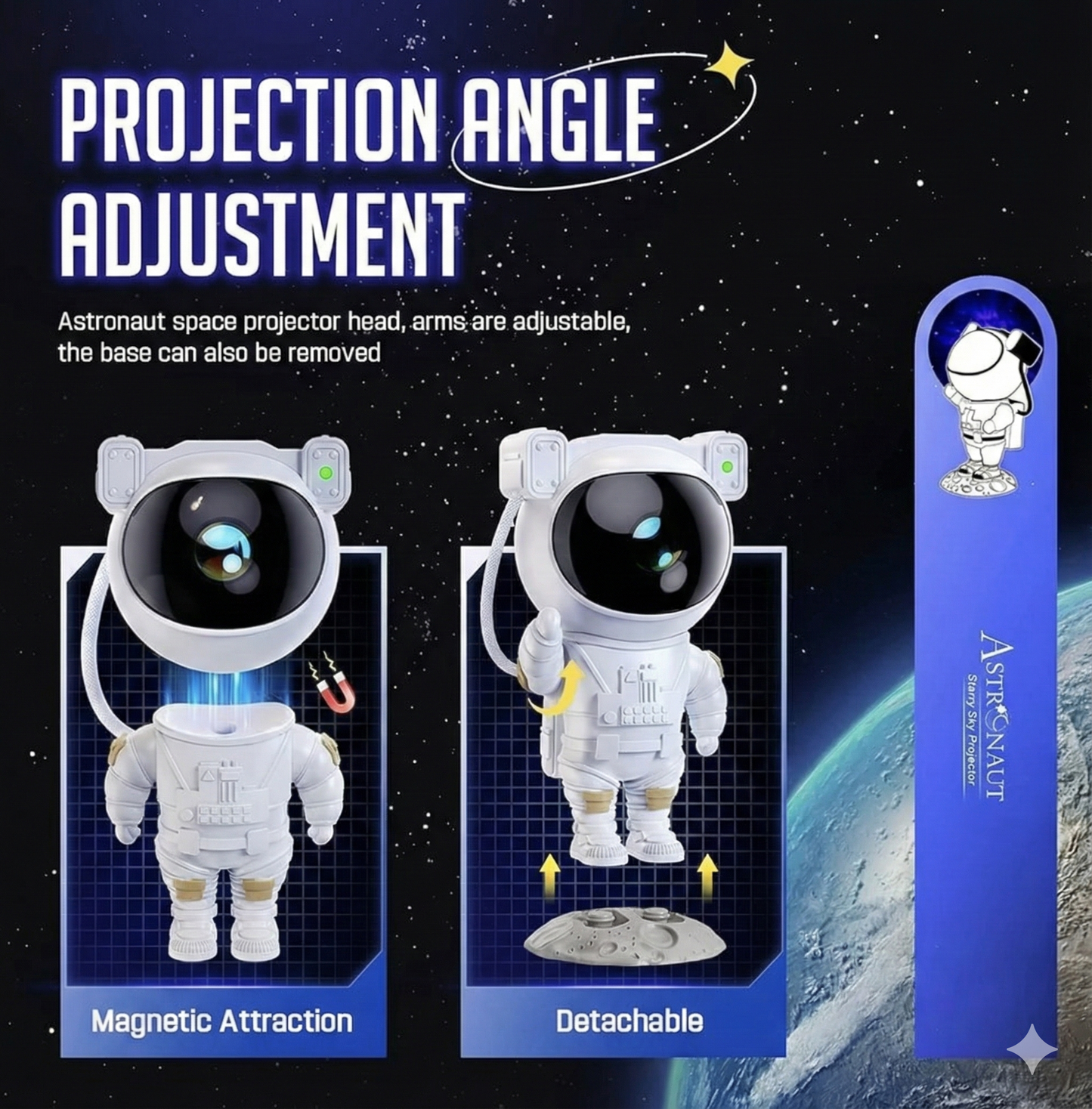 Astronaut Galaxy Projector – Star & Nebula Night Light for Bedroom
